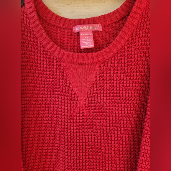 Woman Within Red Knit Sweater SZ. 2X - Picture 3 of 4
